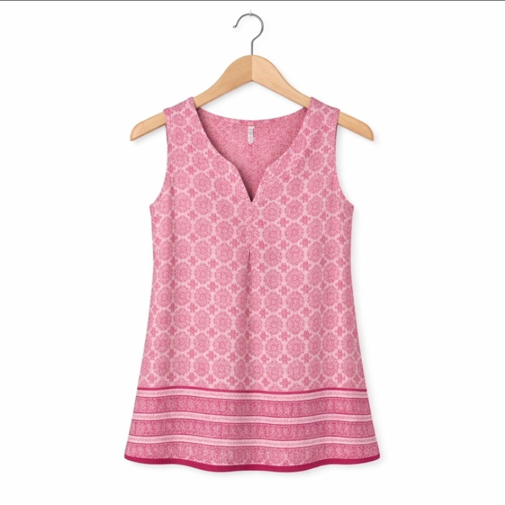 Willi Smith Pink Boho Sleeveless V-neck Tank Sz Sm